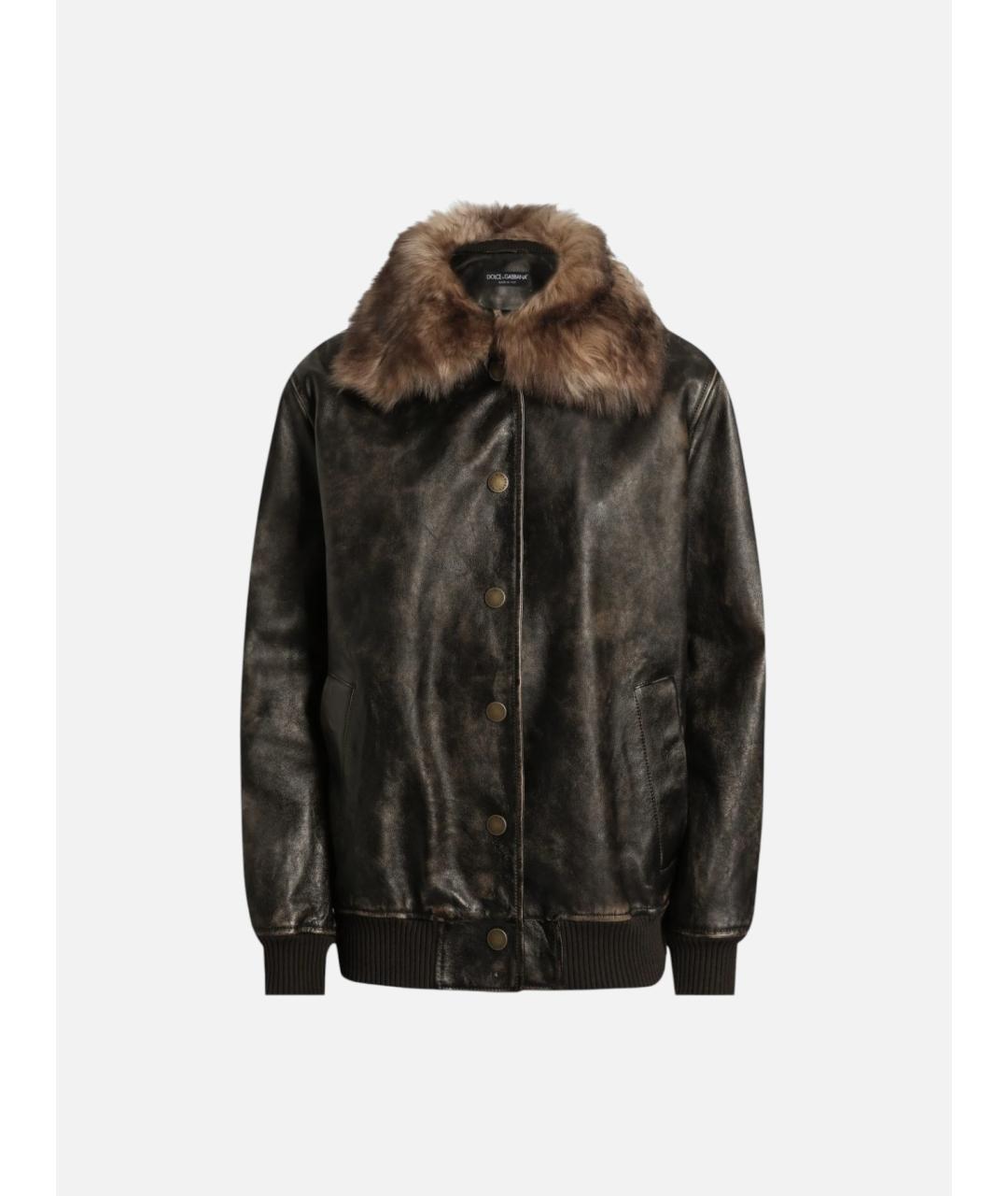 DOLCE&GABBANA Коричневая кожаная куртка, фото 6