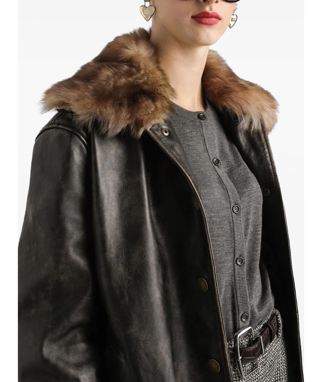 DOLCE&GABBANA Коричневая кожаная куртка, фото 4