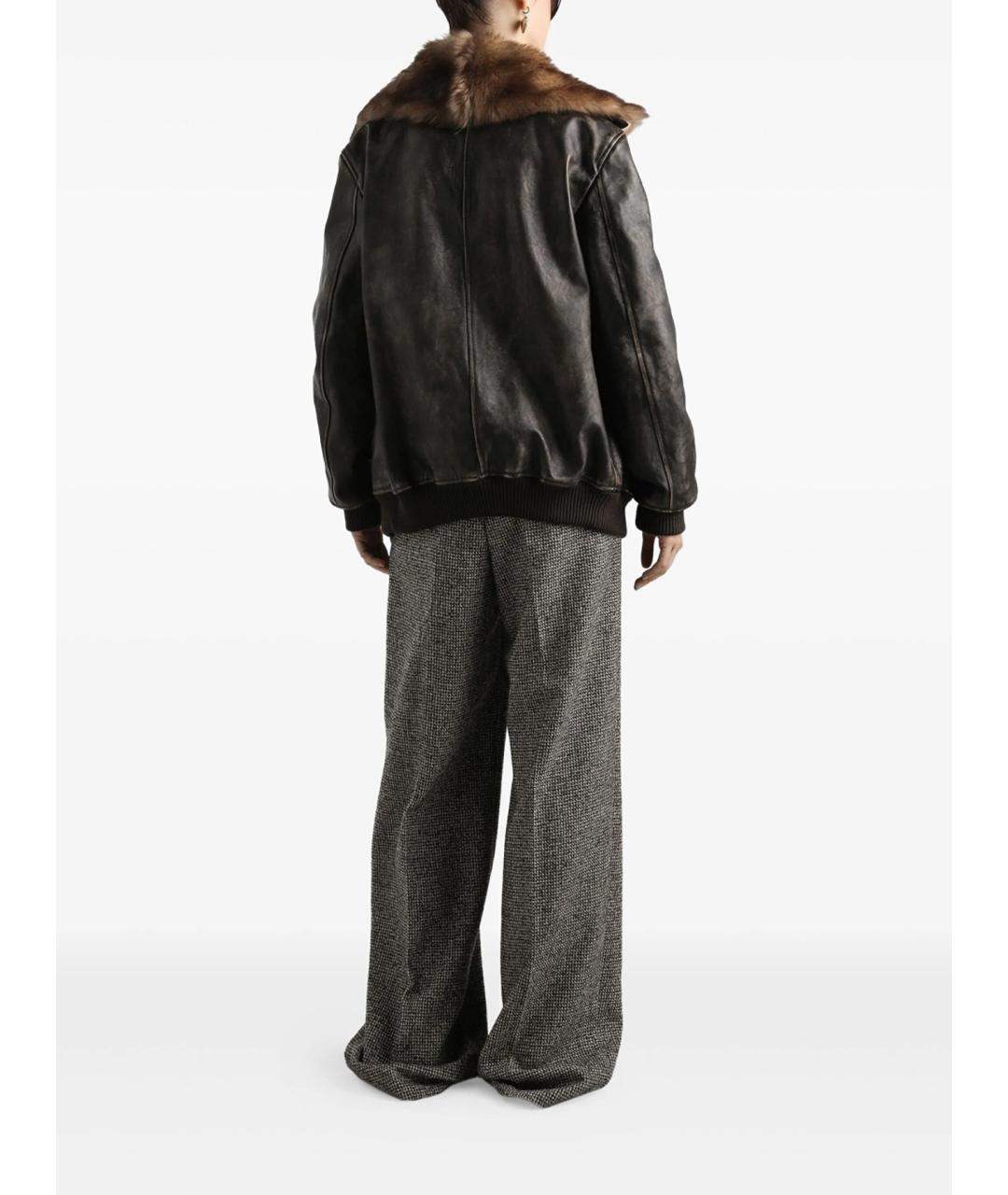 DOLCE&GABBANA Коричневая кожаная куртка, фото 5