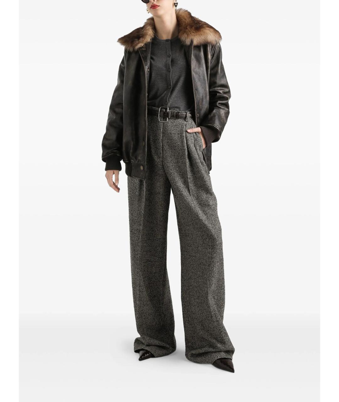 DOLCE&GABBANA Коричневая кожаная куртка, фото 2