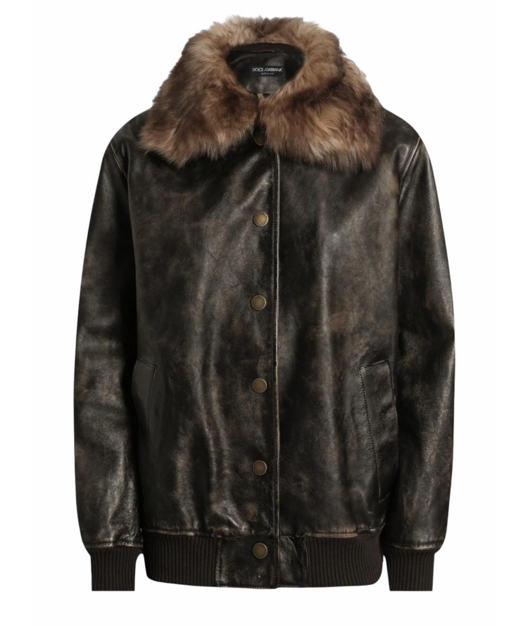 DOLCE&GABBANA Коричневая кожаная куртка, фото 1