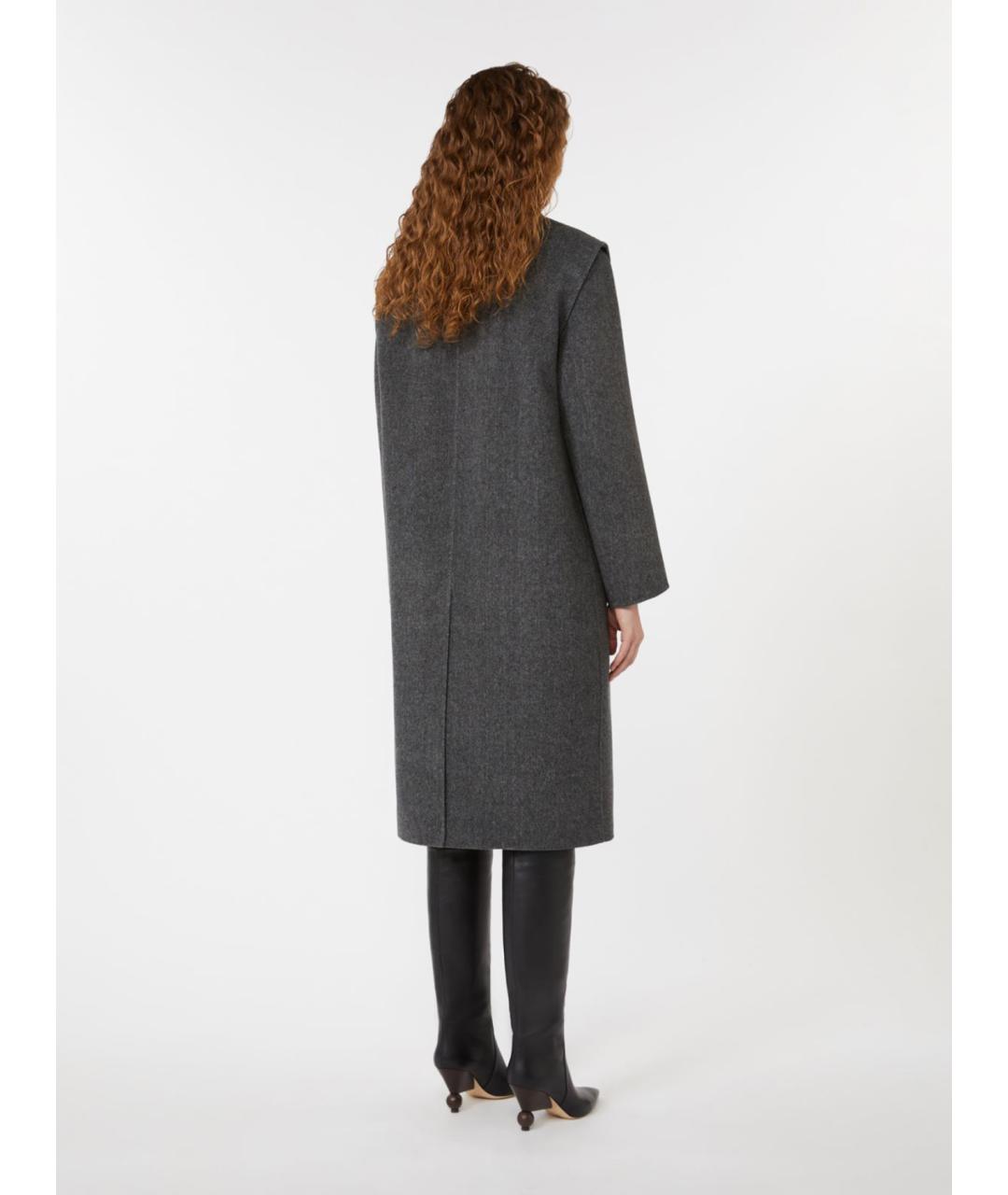 WEEKEND MAX MARA Антрацитовое шерстяное пальто, фото 3
