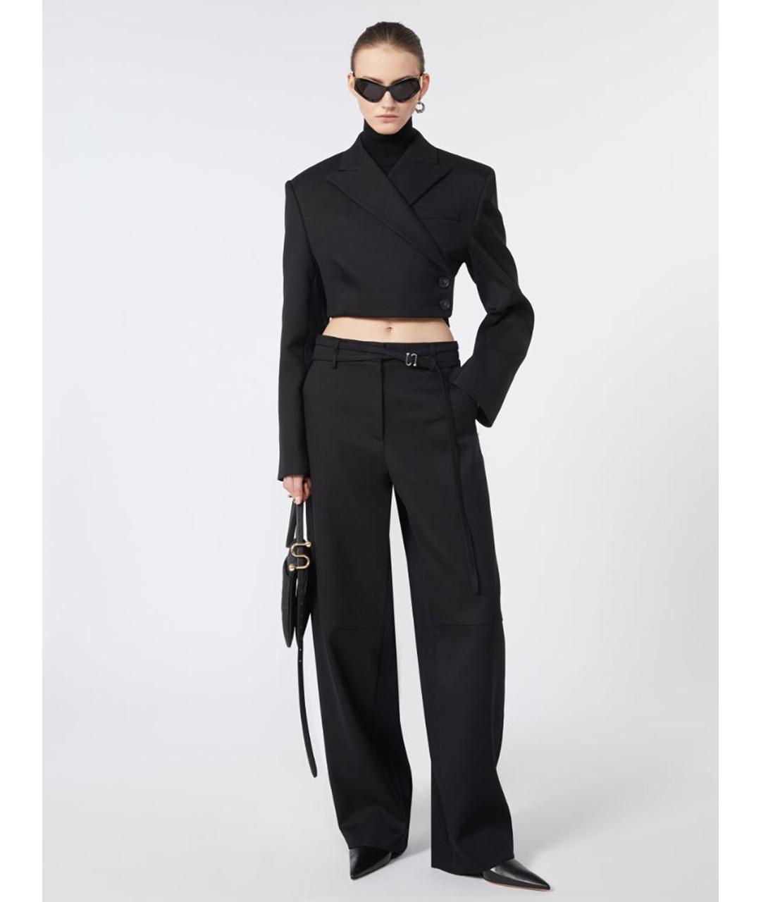 SPORTMAX Черные хлопковые брюки широкие, фото 2