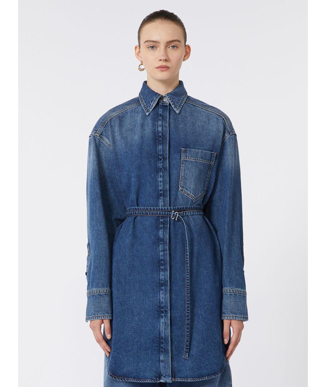 SPORTMAX Синяя хлопковая рубашка, фото 3