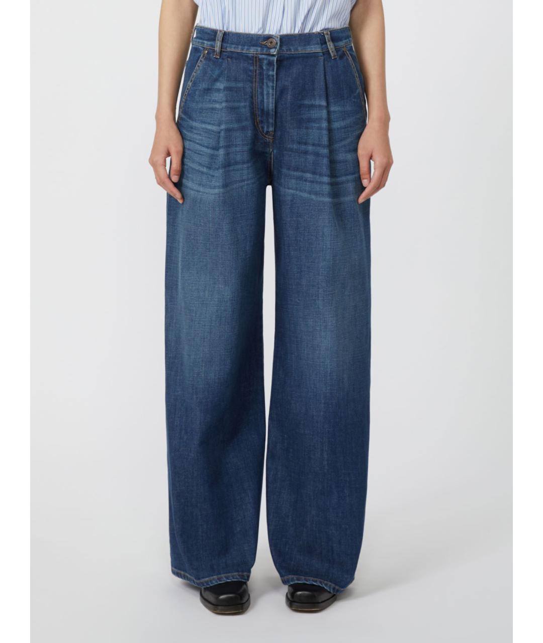 WEEKEND MAX MARA Синие хлопковые прямые джинсы, фото 4