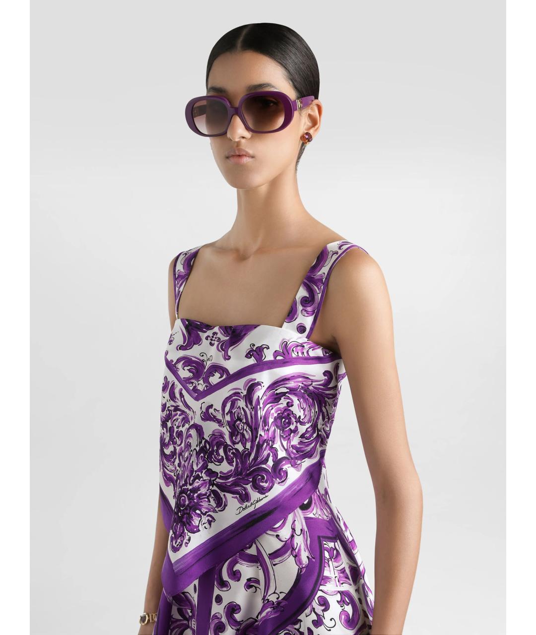 DOLCE&GABBANA Фиолетовое шелковое коктейльное платье, фото 3