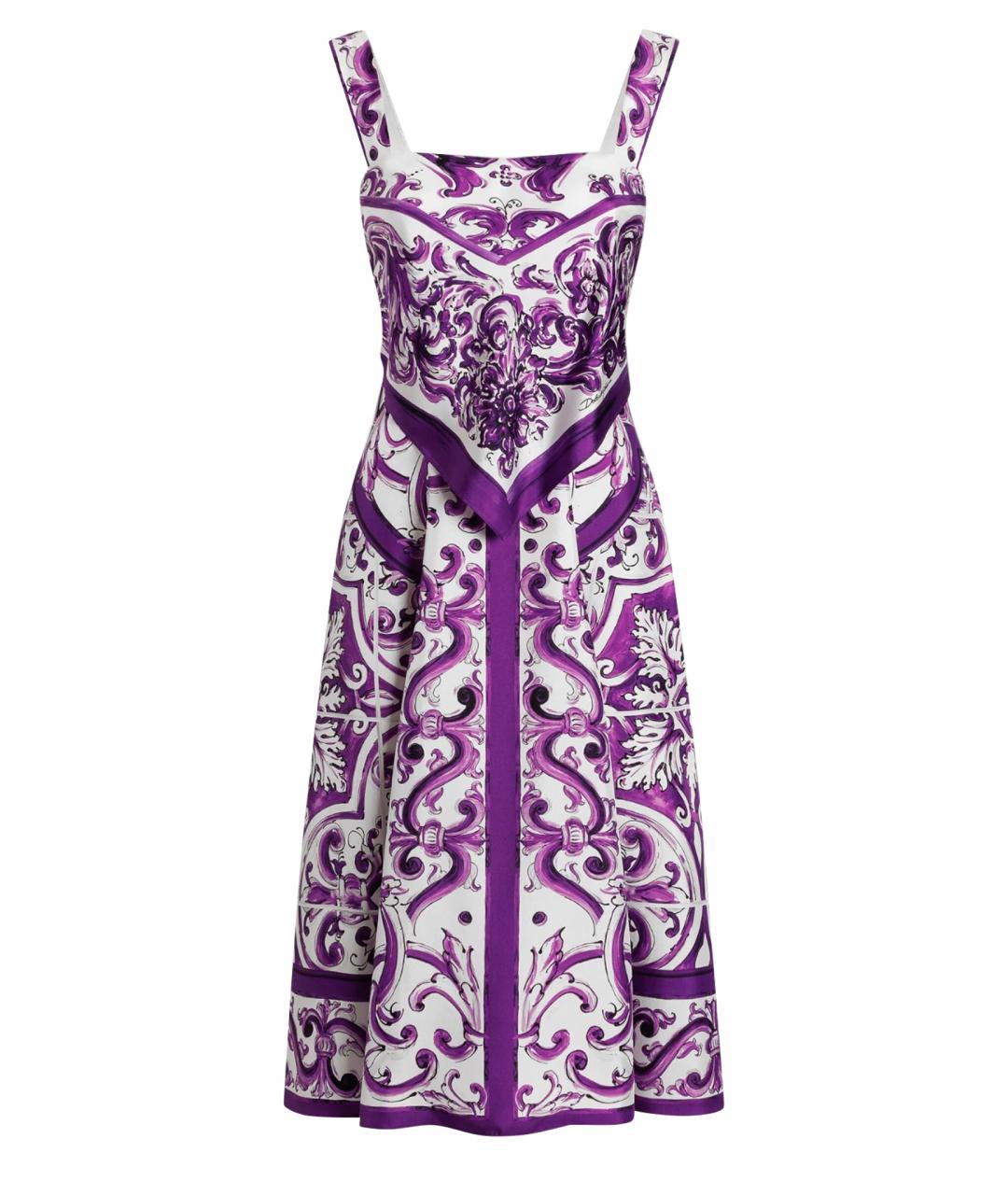 DOLCE&GABBANA Фиолетовое шелковое коктейльное платье, фото 1