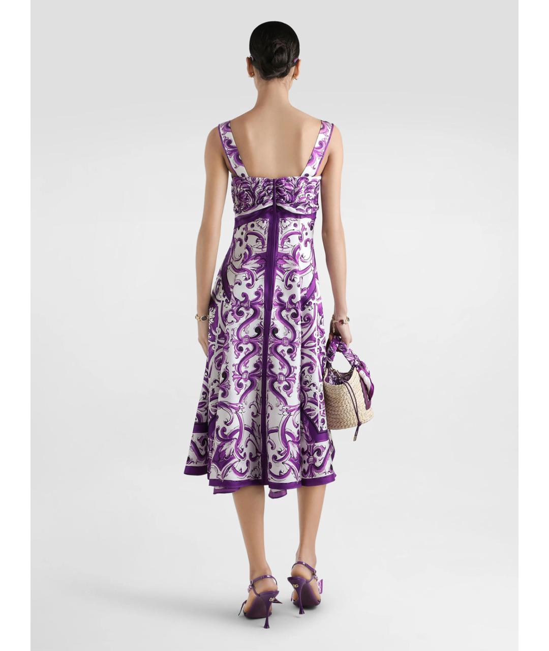 DOLCE&GABBANA Фиолетовое шелковое коктейльное платье, фото 4