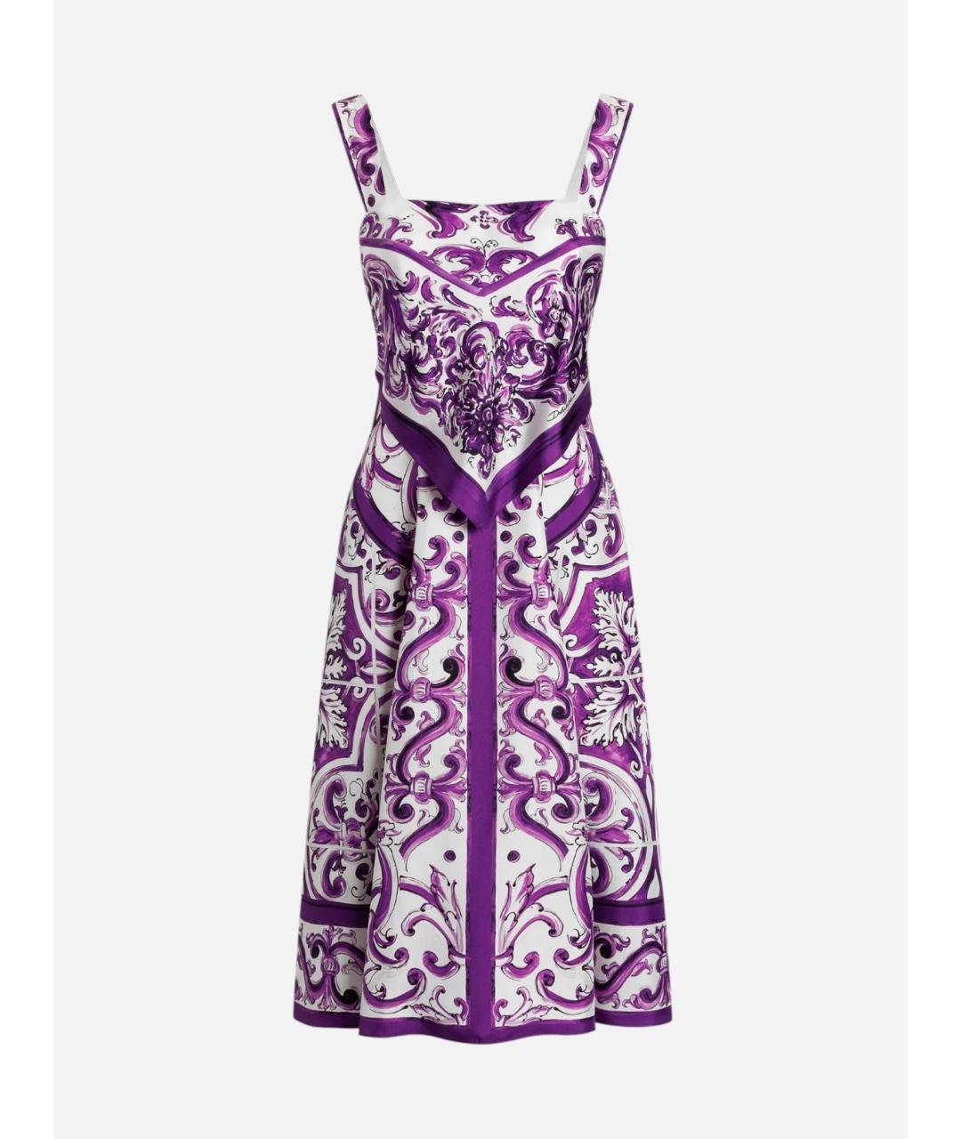 DOLCE&GABBANA Фиолетовое шелковое коктейльное платье, фото 5