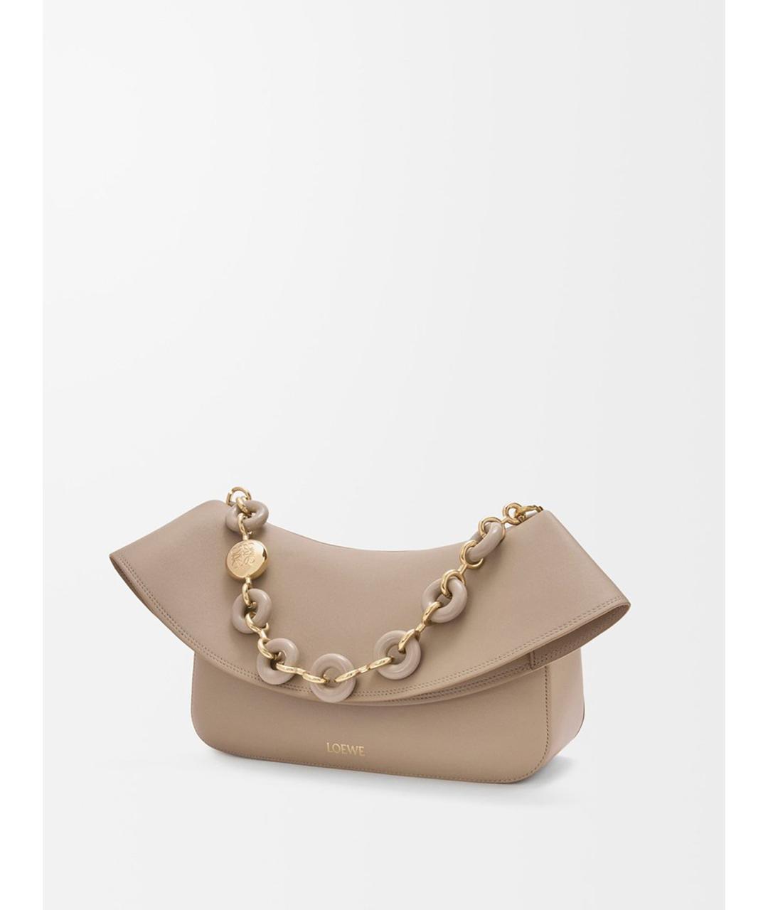 LOEWE Бежевая кожаная сумка через плечо, фото 2