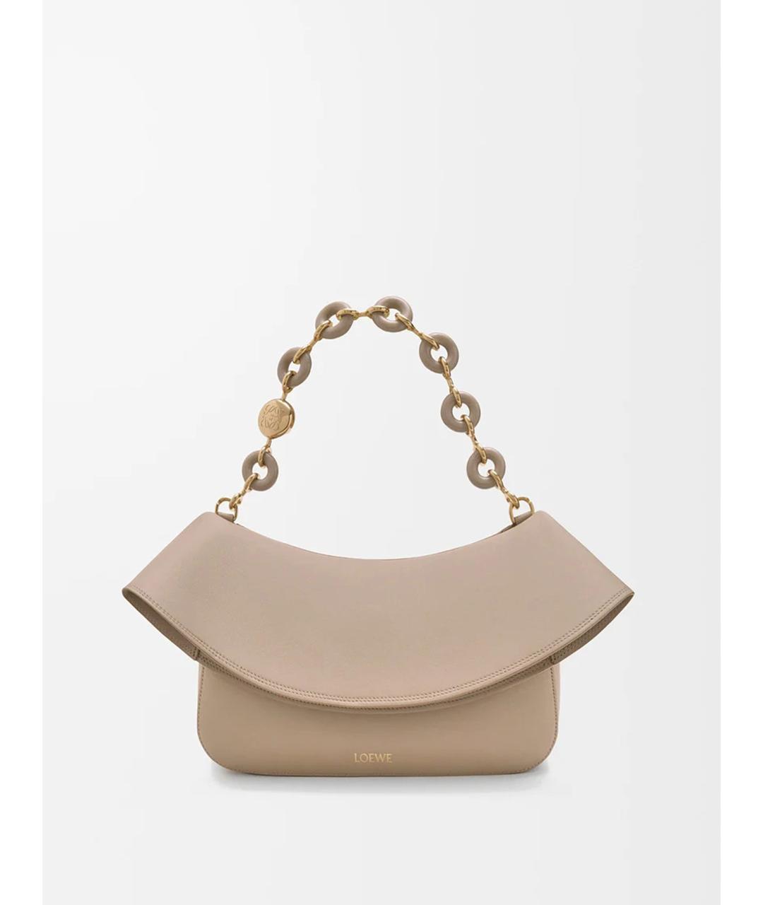 LOEWE Бежевая кожаная сумка через плечо, фото 3