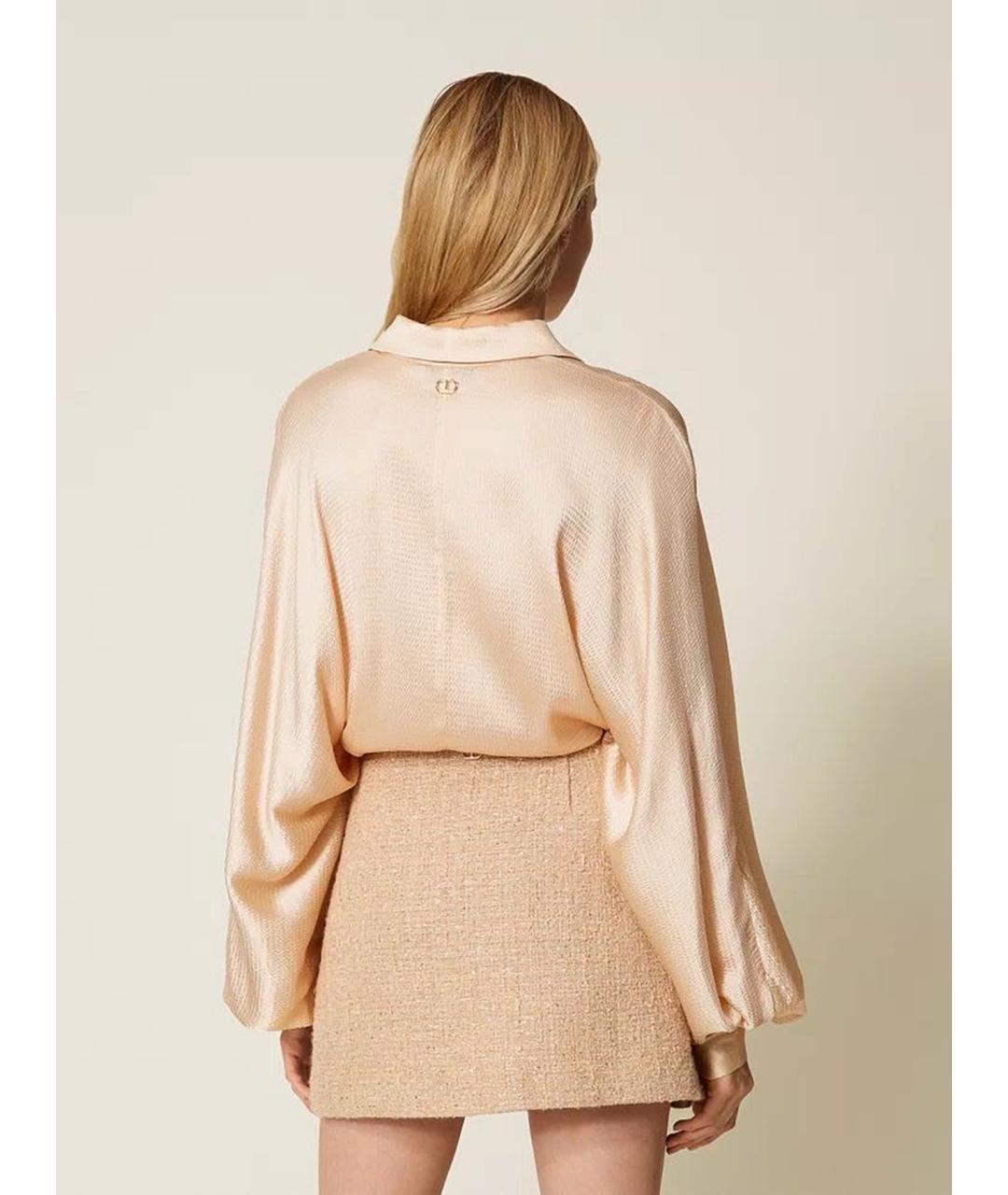 TWIN-SET Бежевая полиэстеровая юбка мини, фото 4