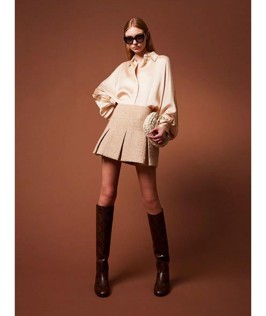 TWIN-SET Бежевая полиэстеровая юбка мини, фото 6