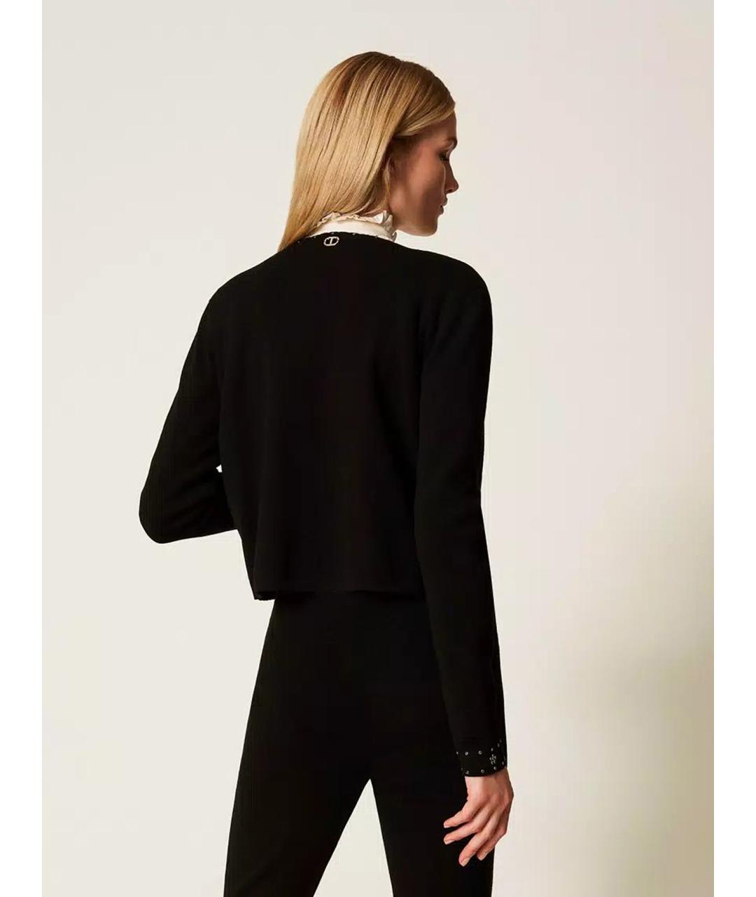 TWIN-SET Черный вискозный кардиган, фото 5