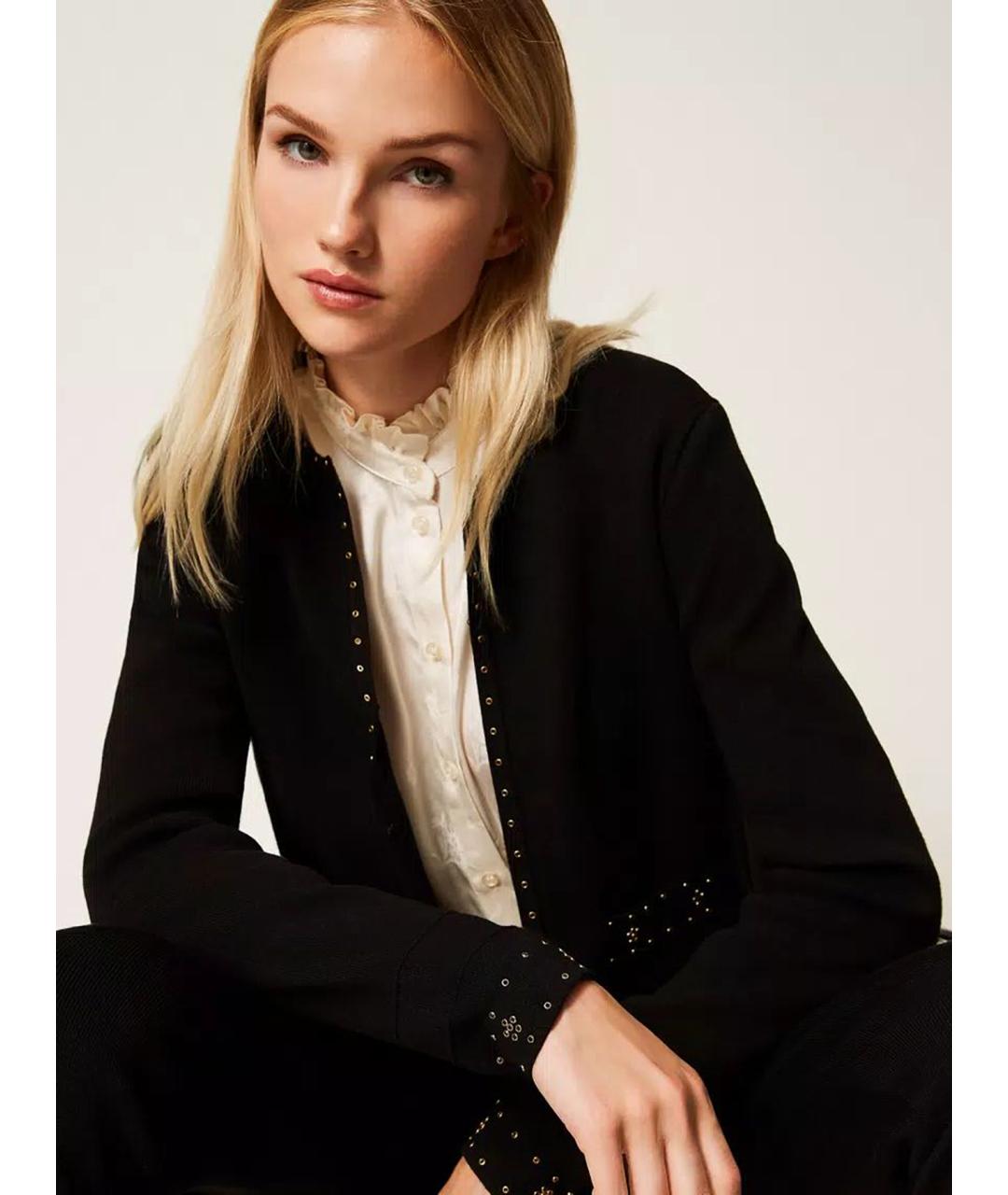 TWIN-SET Черный вискозный кардиган, фото 3