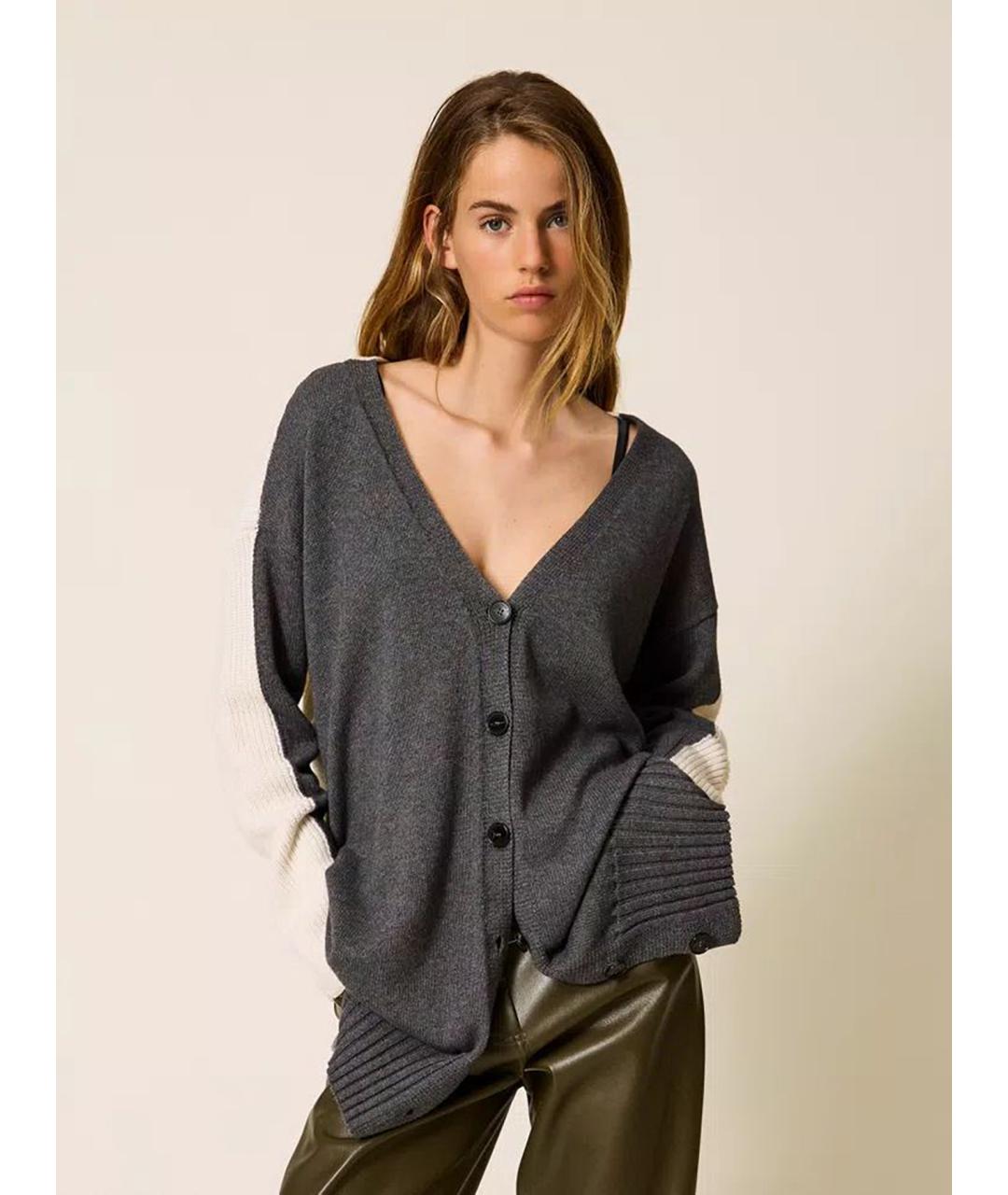 TWIN-SET Мульти шерстяной кардиган, фото 2