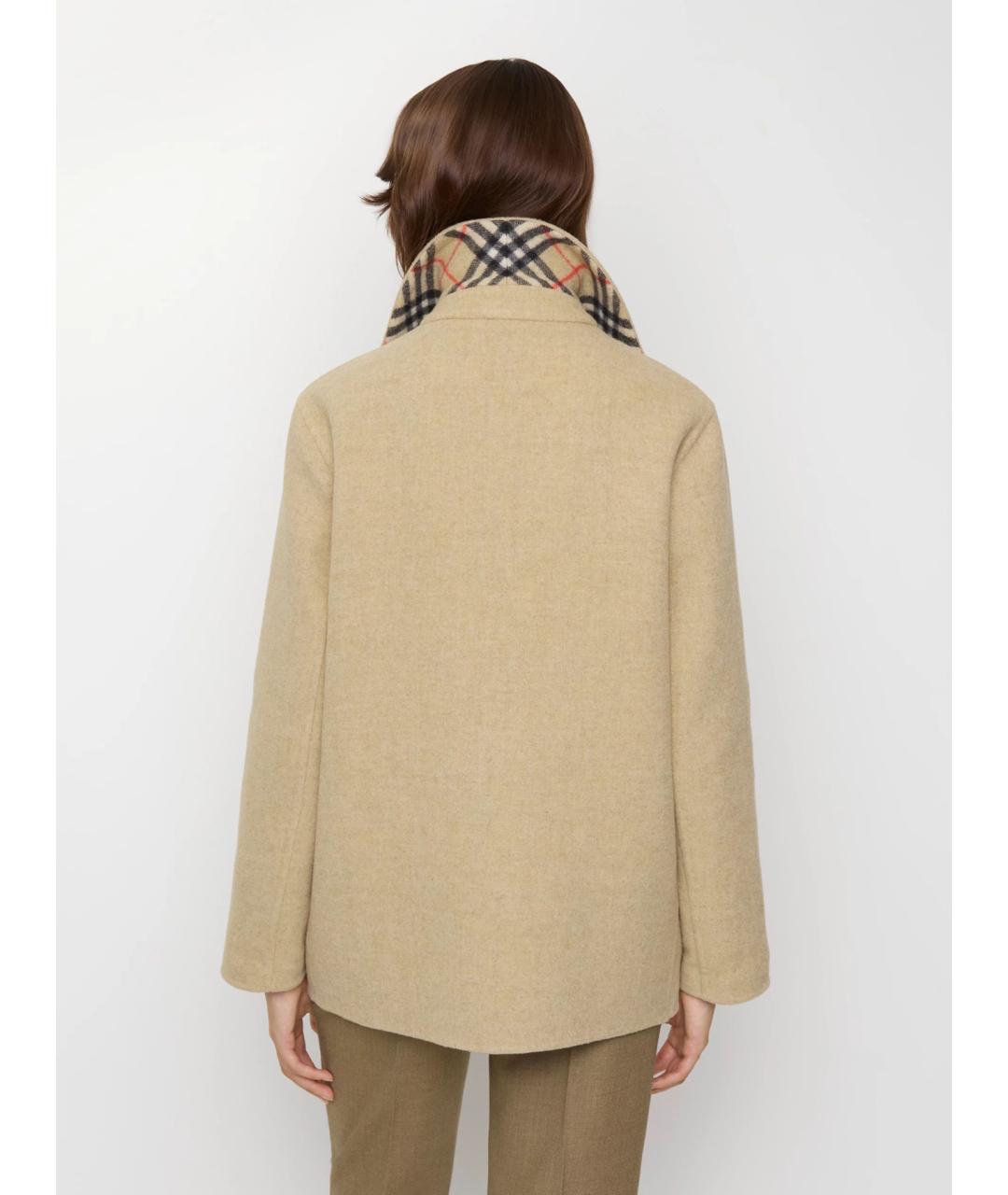 BURBERRY Бежевое шерстяное пальто, фото 4