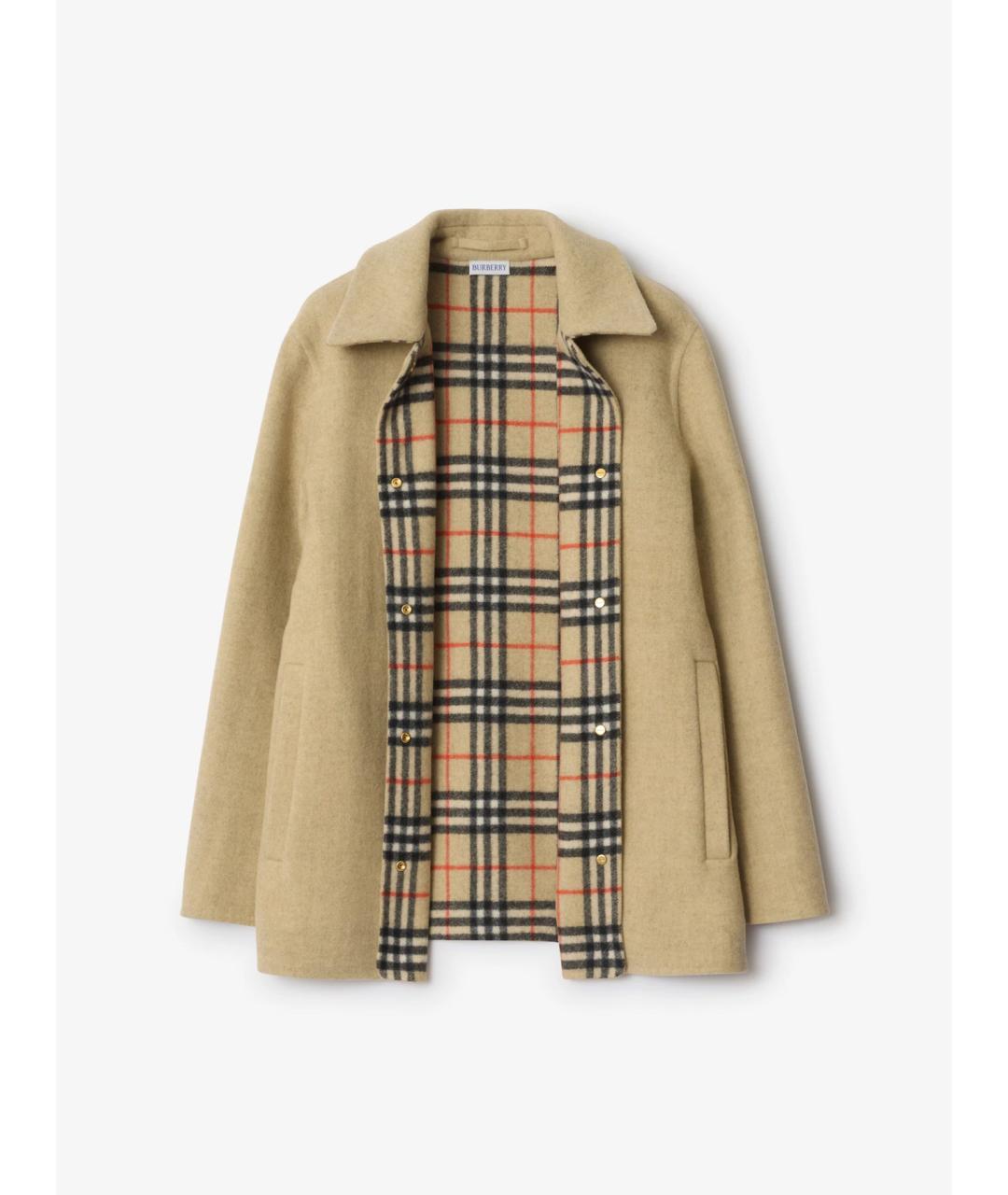 BURBERRY Бежевое шерстяное пальто, фото 5
