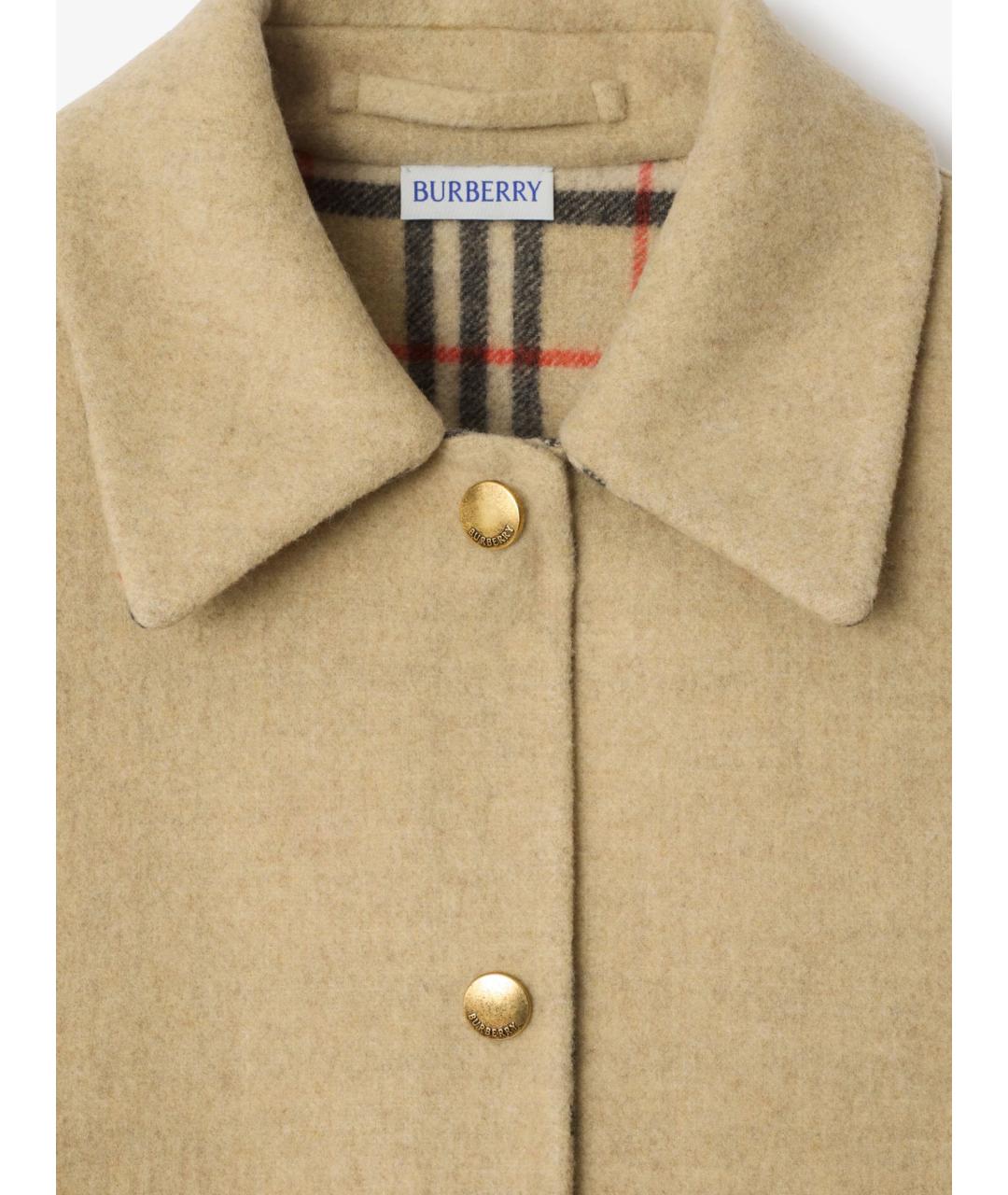 BURBERRY Бежевое шерстяное пальто, фото 6