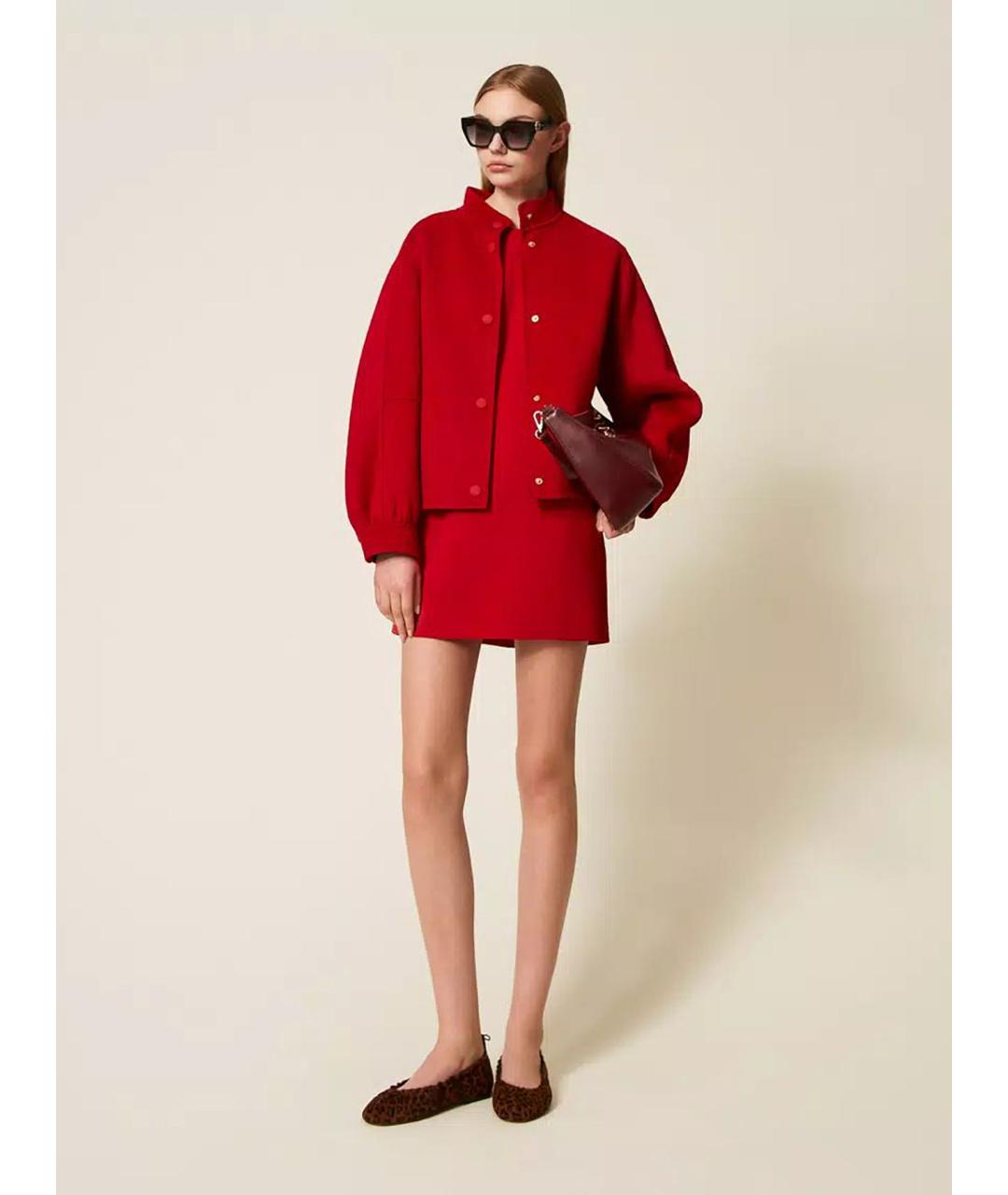 TWIN-SET Красное полиэстеровое повседневное платье, фото 2