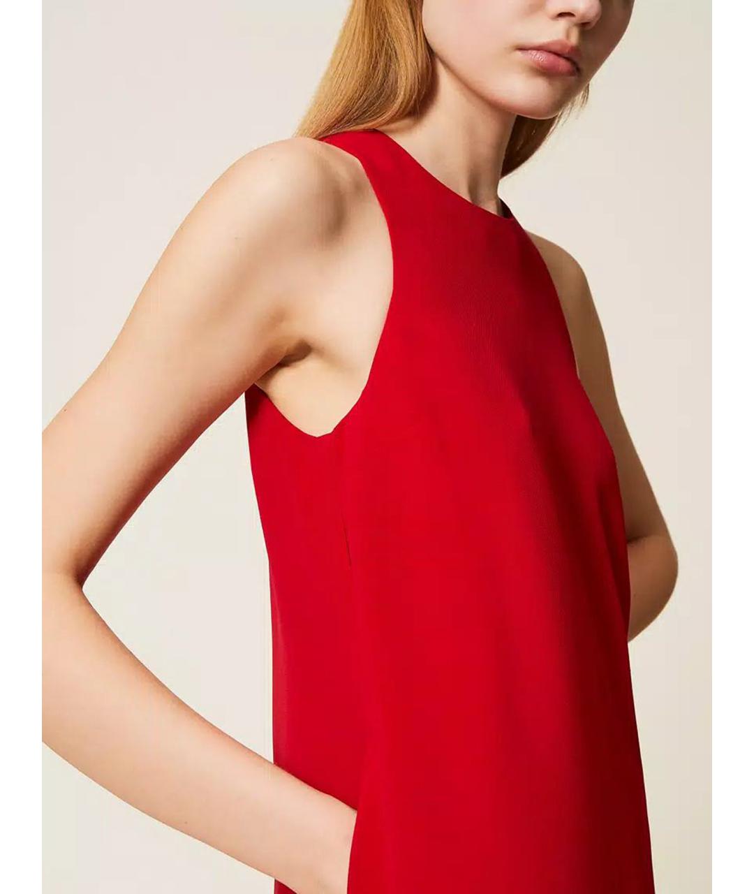 TWIN-SET Красное полиэстеровое повседневное платье, фото 6
