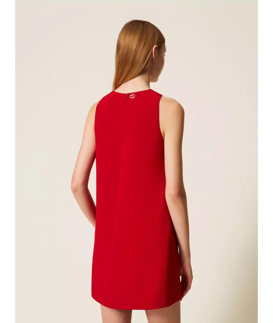 TWIN-SET Красное полиэстеровое повседневное платье, фото 5