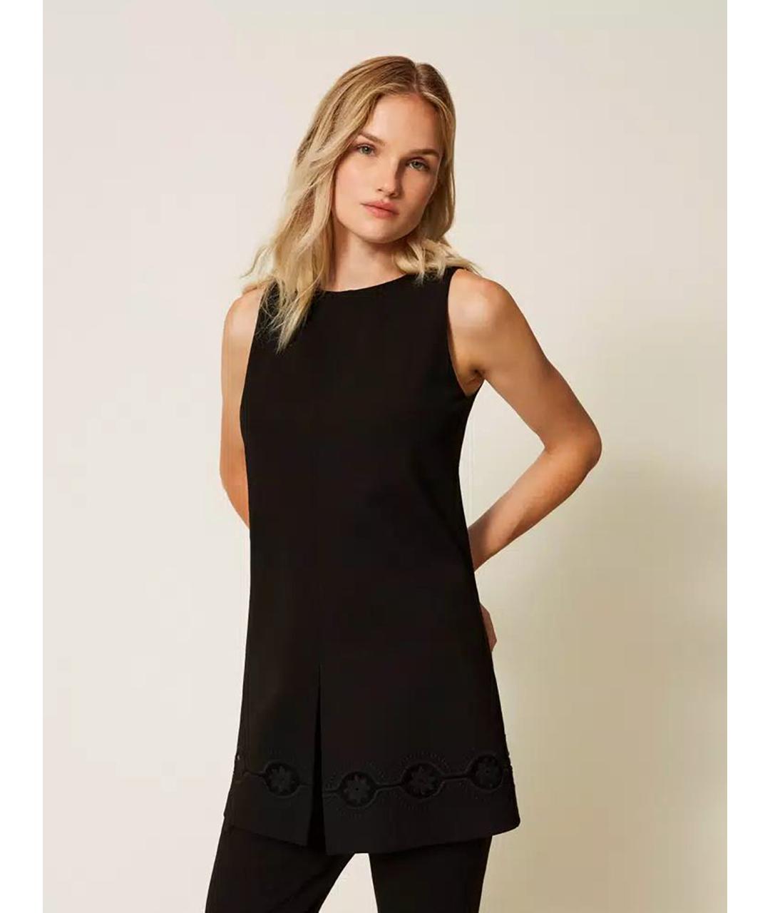 TWIN-SET Черная вискозная блузы, фото 3