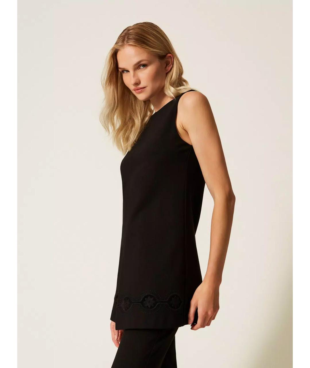 TWIN-SET Черная вискозная блузы, фото 4