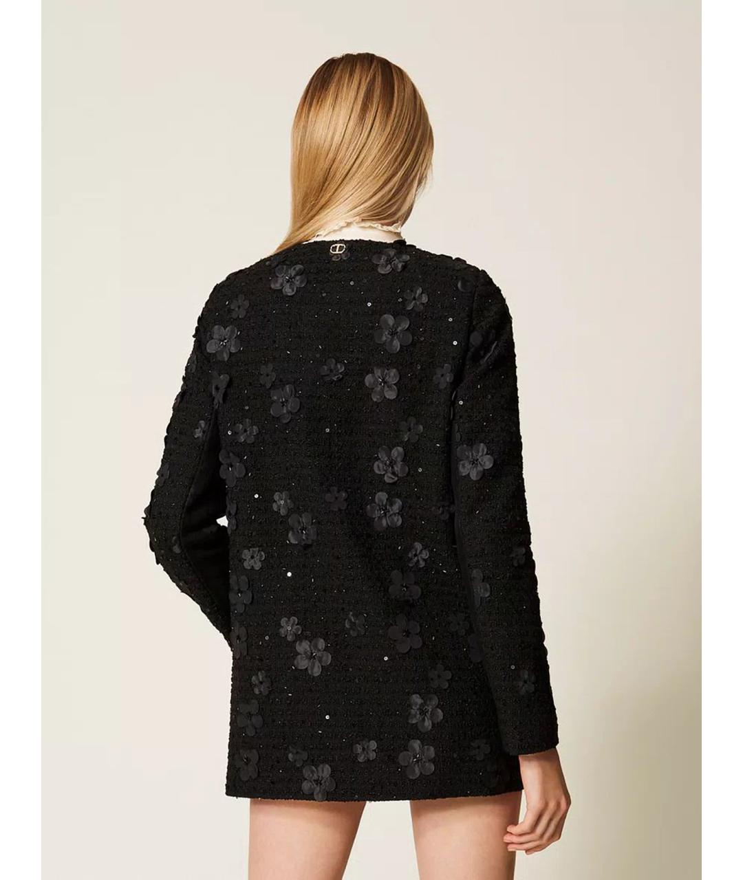 TWIN-SET Черное полиэстеровое пальто, фото 5