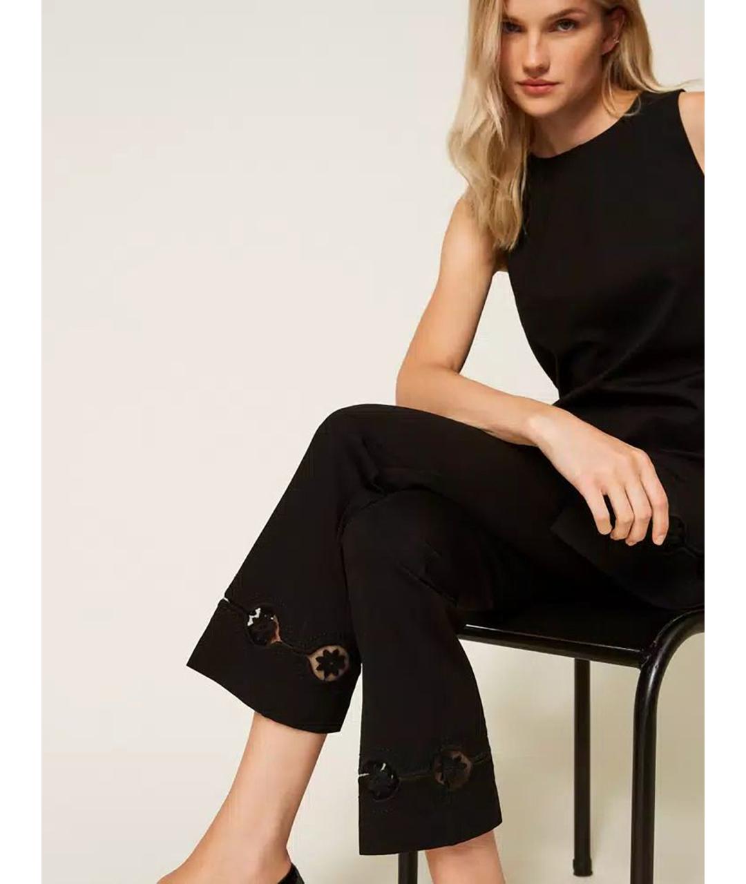 TWIN-SET Черные вискозные прямые брюки, фото 6