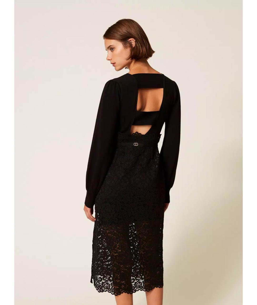 TWIN-SET Черное вискозное повседневное платье, фото 5