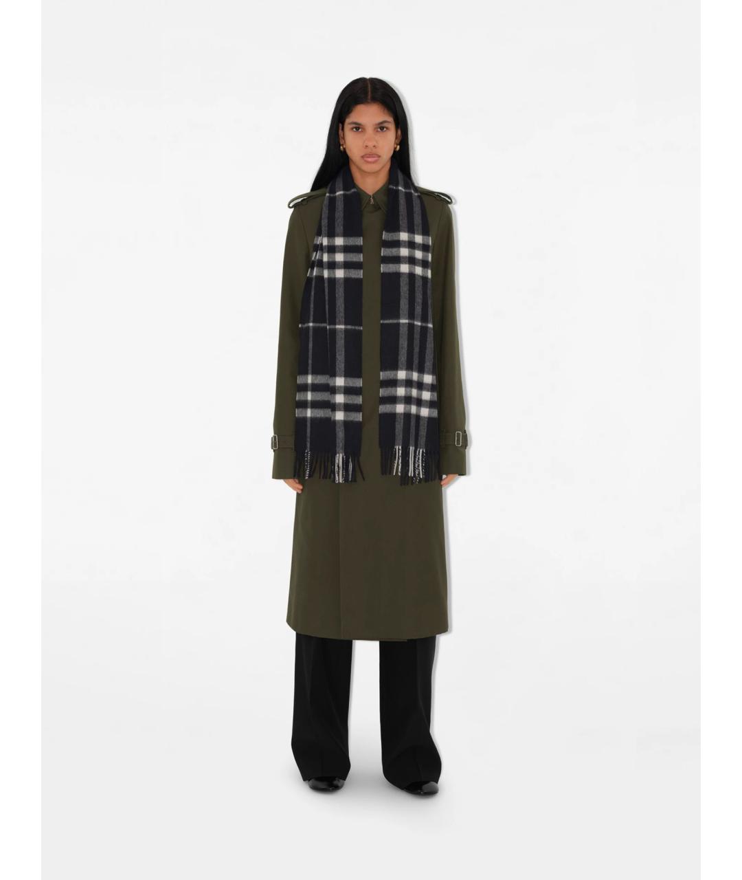 BURBERRY Черный кашемировый шарф, фото 2