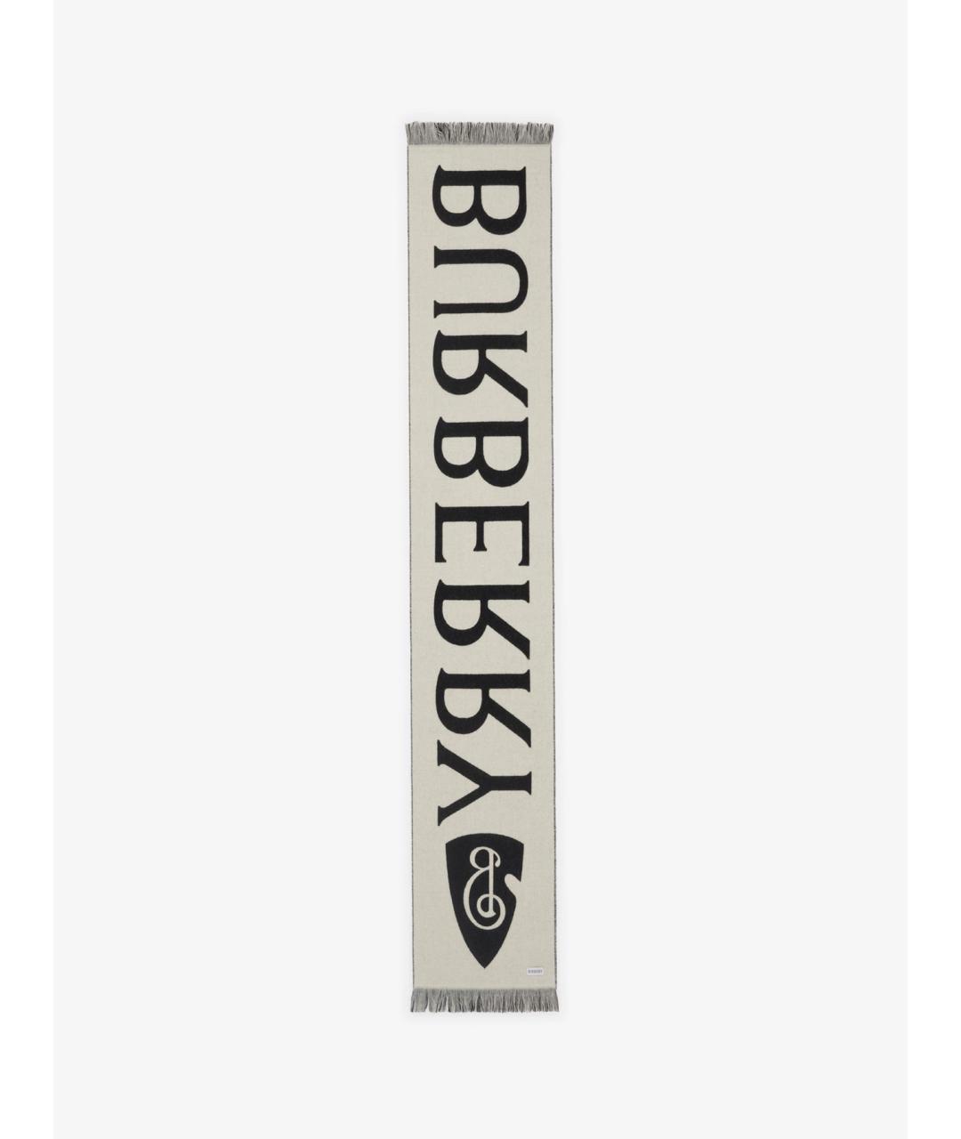 BURBERRY Черный шерстяной шарф, фото 5