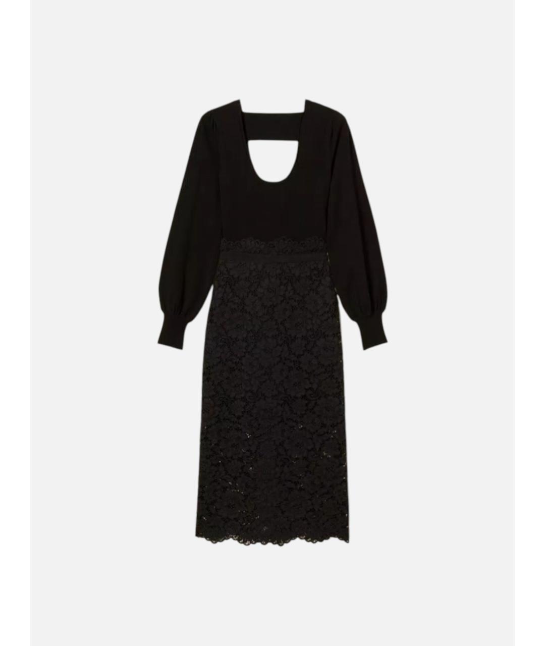 TWIN-SET Черное вискозное коктейльное платье, фото 7