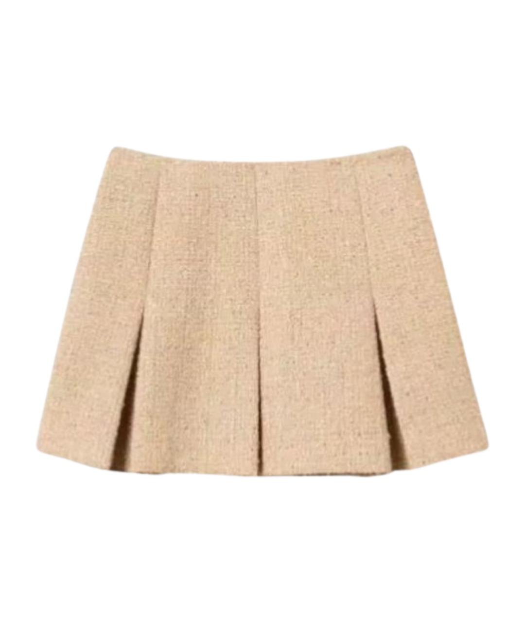 TWIN-SET Бежевая полиэстеровая юбка мини, фото 1