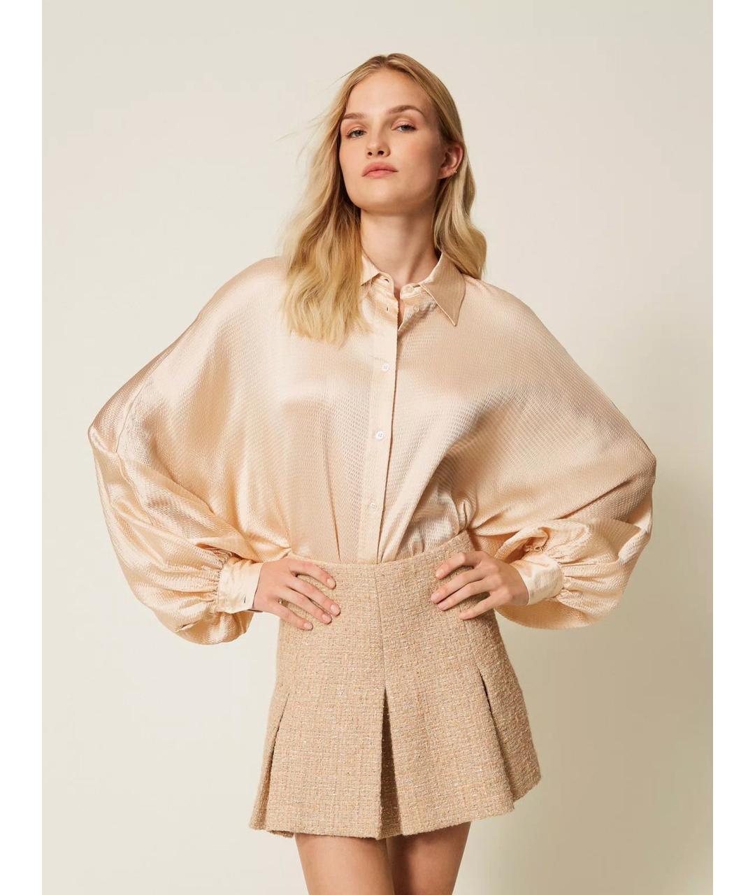 TWIN-SET Бежевая полиэстеровая юбка мини, фото 3