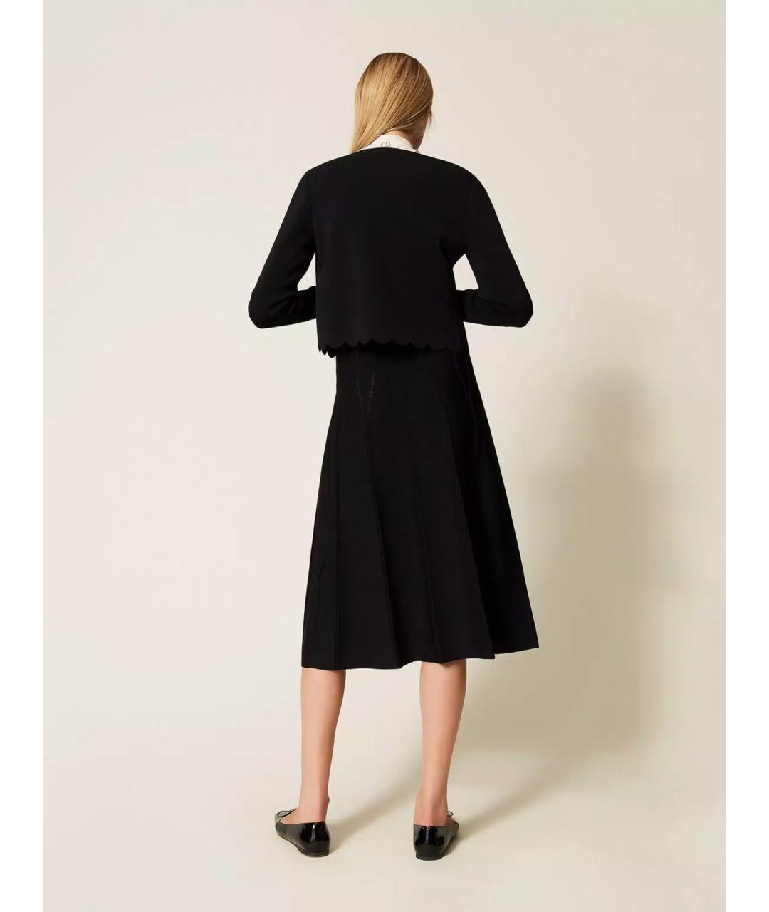 TWIN-SET Черная вискозная юбка миди, фото 3