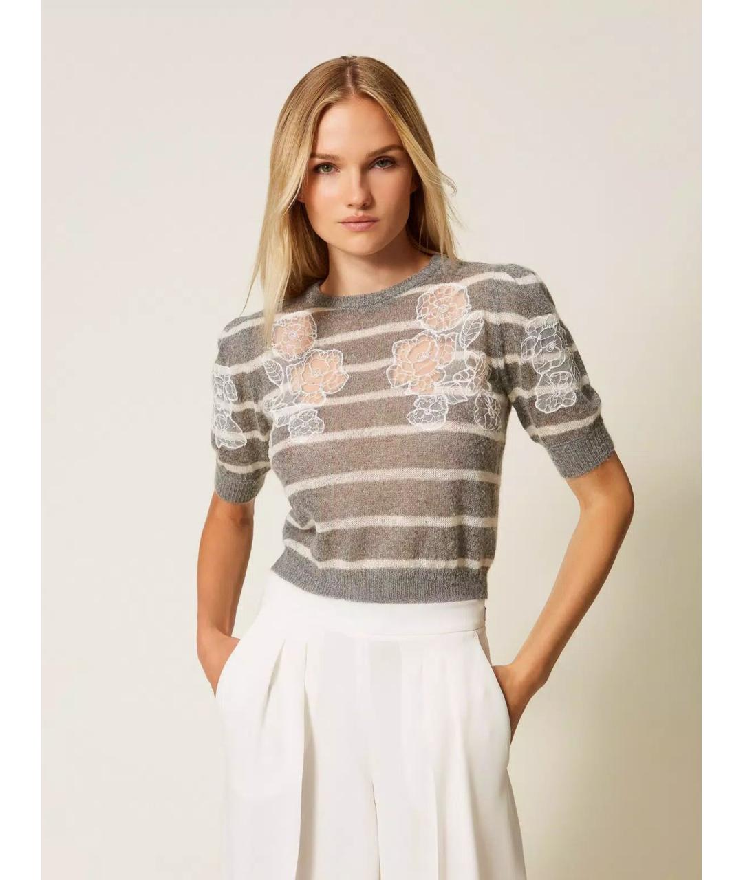 TWIN-SET Серый полиамидовый джемпер / свитер, фото 3