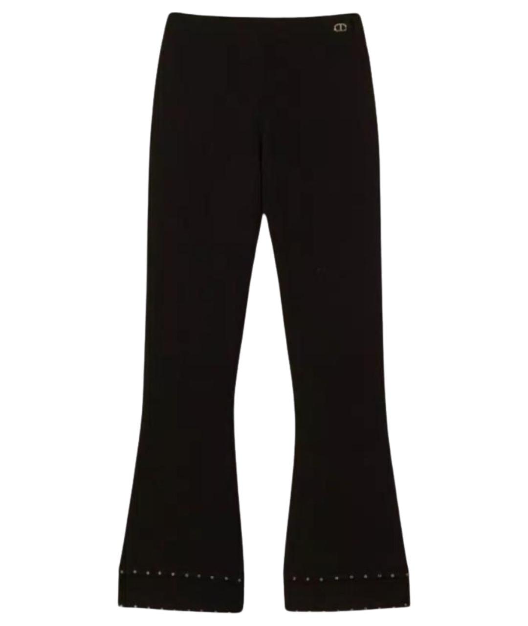 TWIN-SET Черные вискозные прямые брюки, фото 1