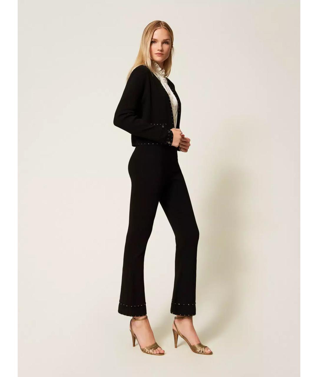 TWIN-SET Черные вискозные прямые брюки, фото 3