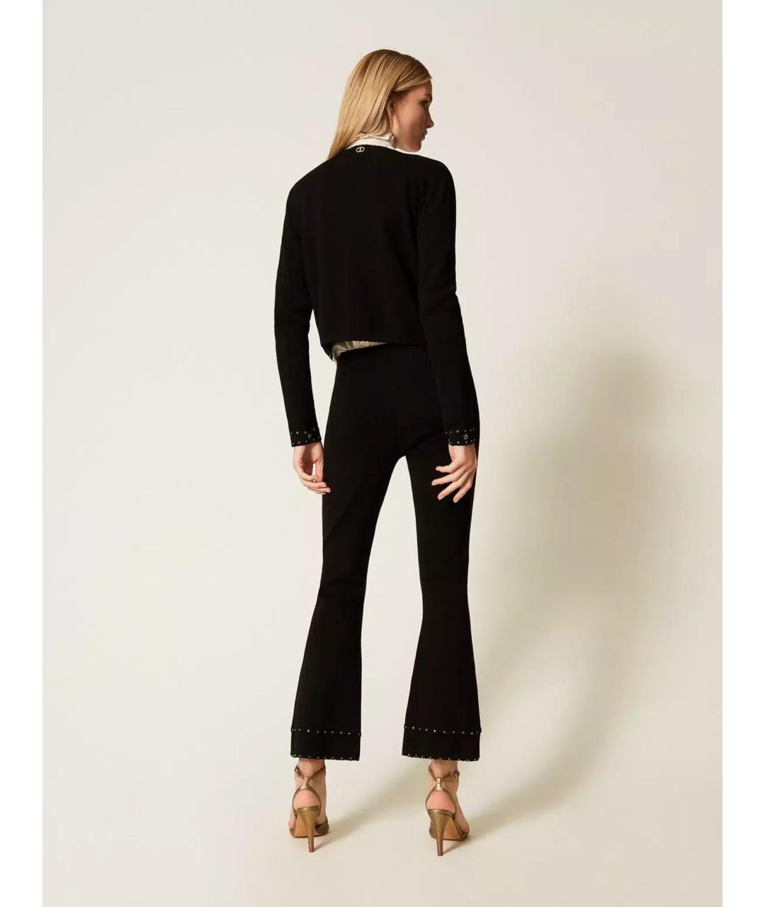 TWIN-SET Черные вискозные прямые брюки, фото 4