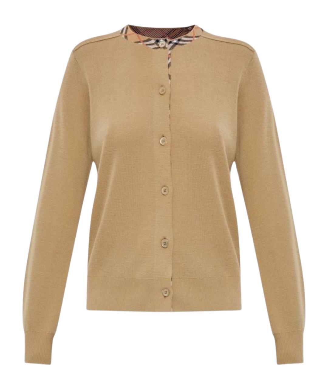 BURBERRY Бежевый шерстяной кардиган, фото 1