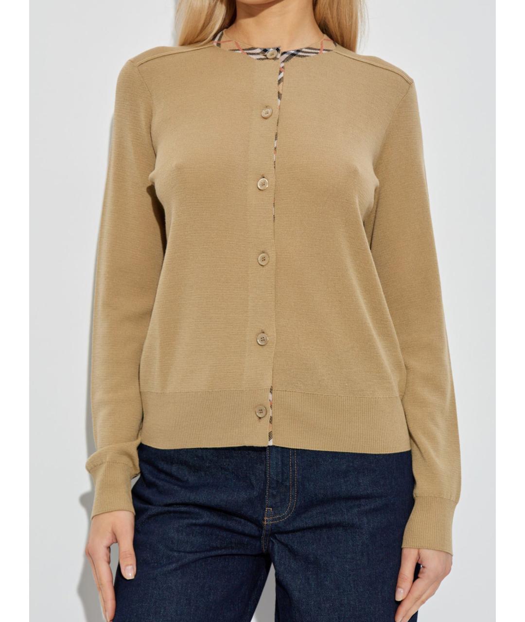 BURBERRY Бежевый шерстяной кардиган, фото 3