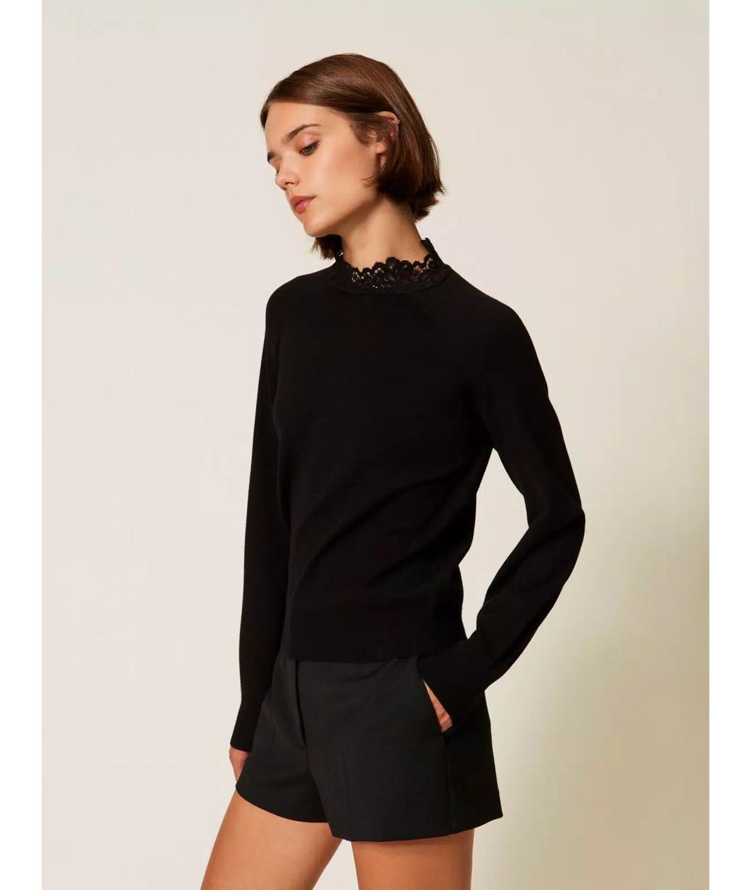 TWIN-SET Черная вискозная водолазка, фото 4