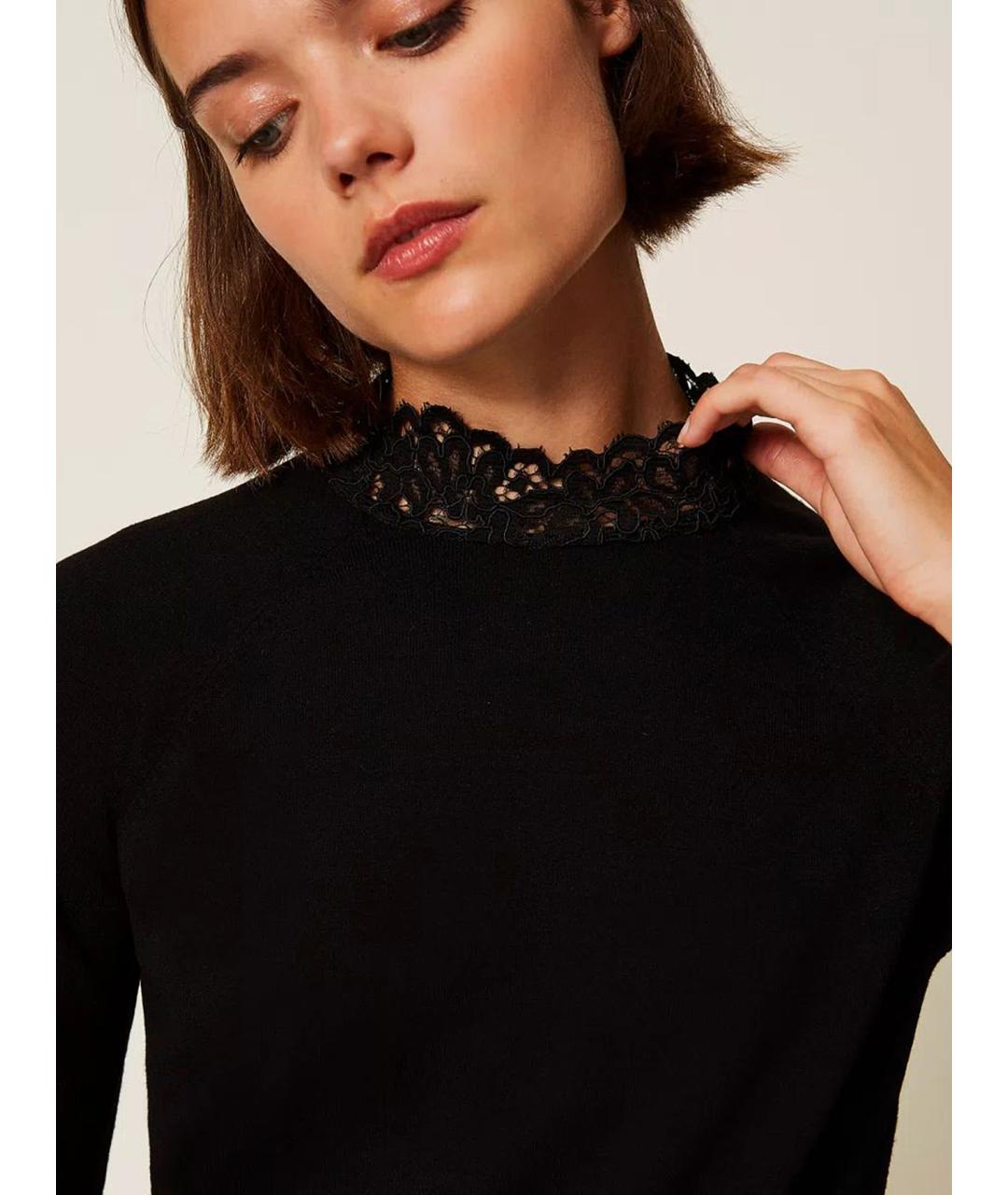 TWIN-SET Черная вискозная водолазка, фото 6