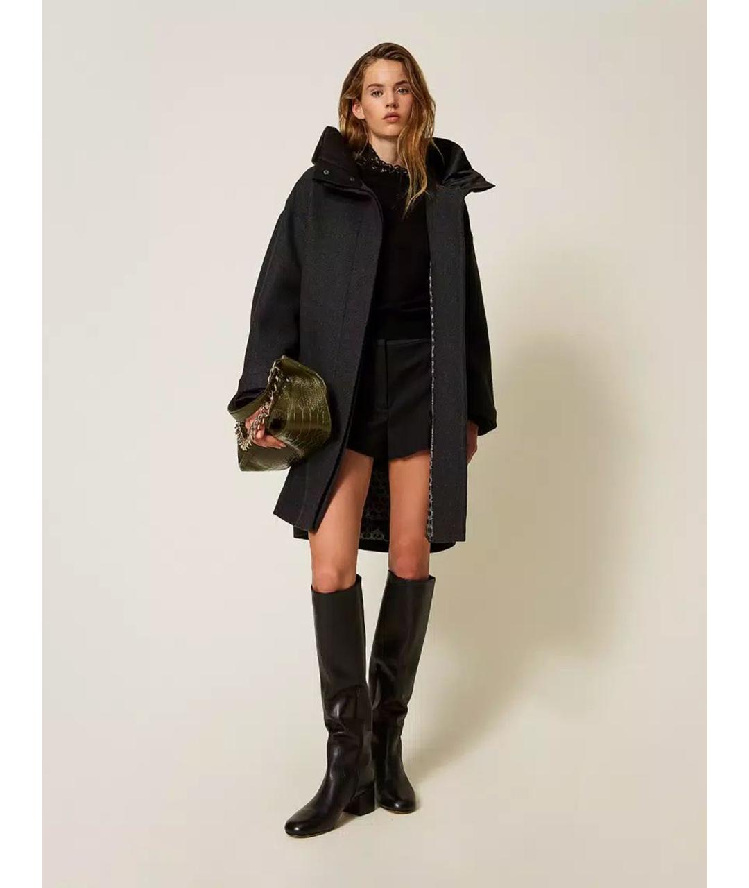 TWIN-SET Черная вискозная водолазка, фото 2