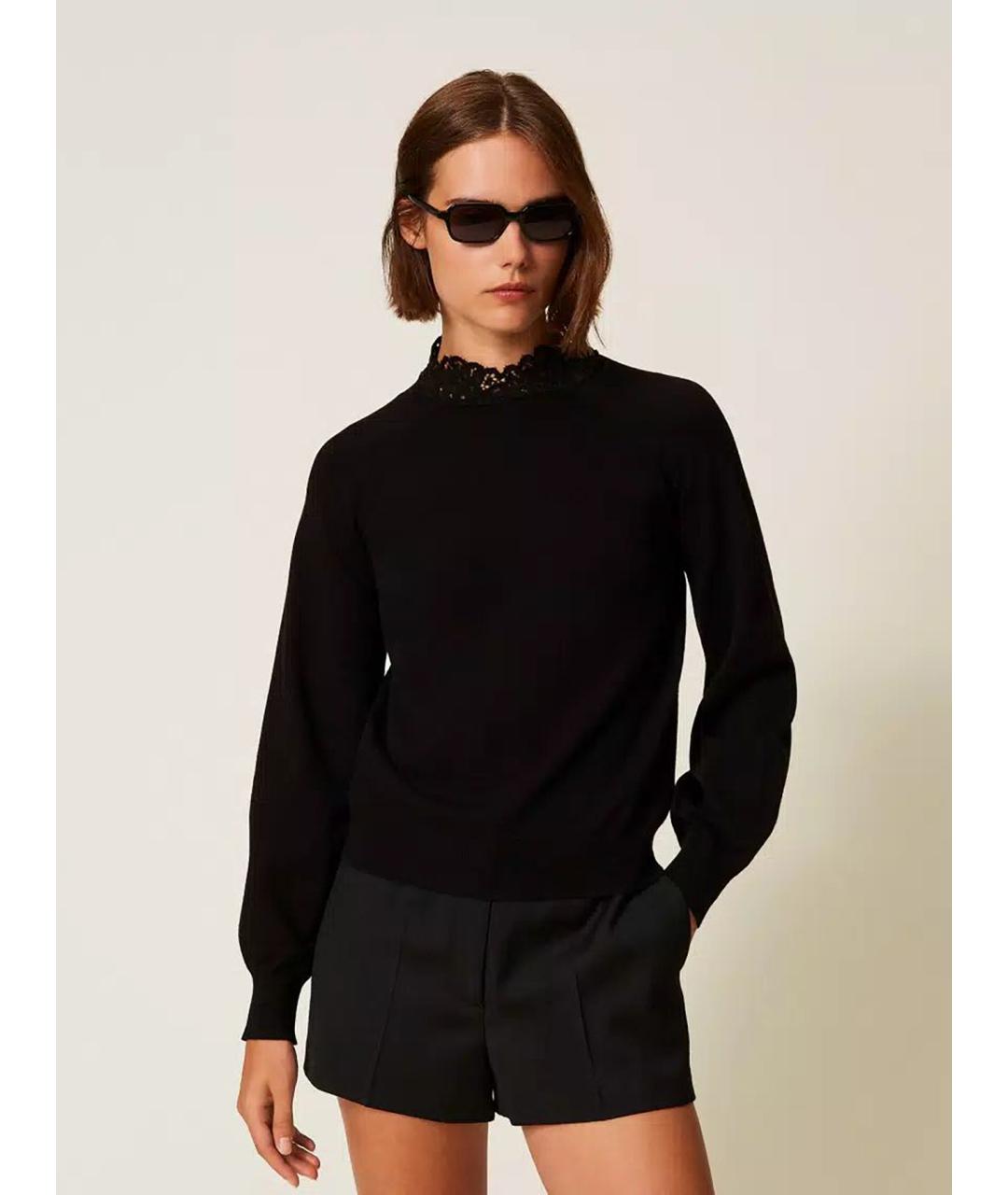 TWIN-SET Черная вискозная водолазка, фото 3
