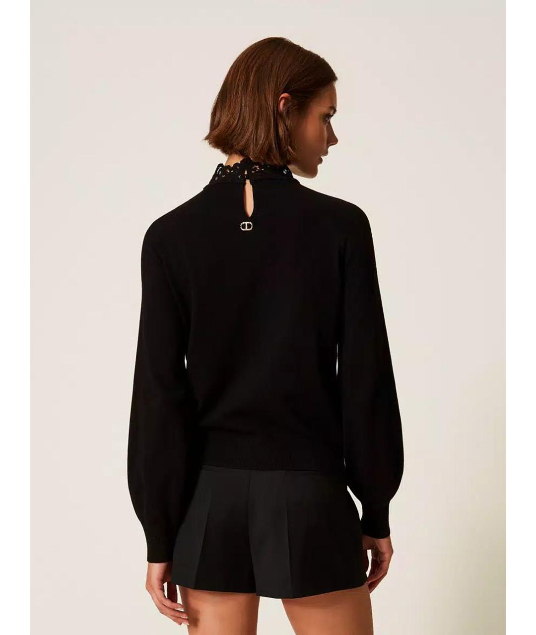 TWIN-SET Черная вискозная водолазка, фото 5