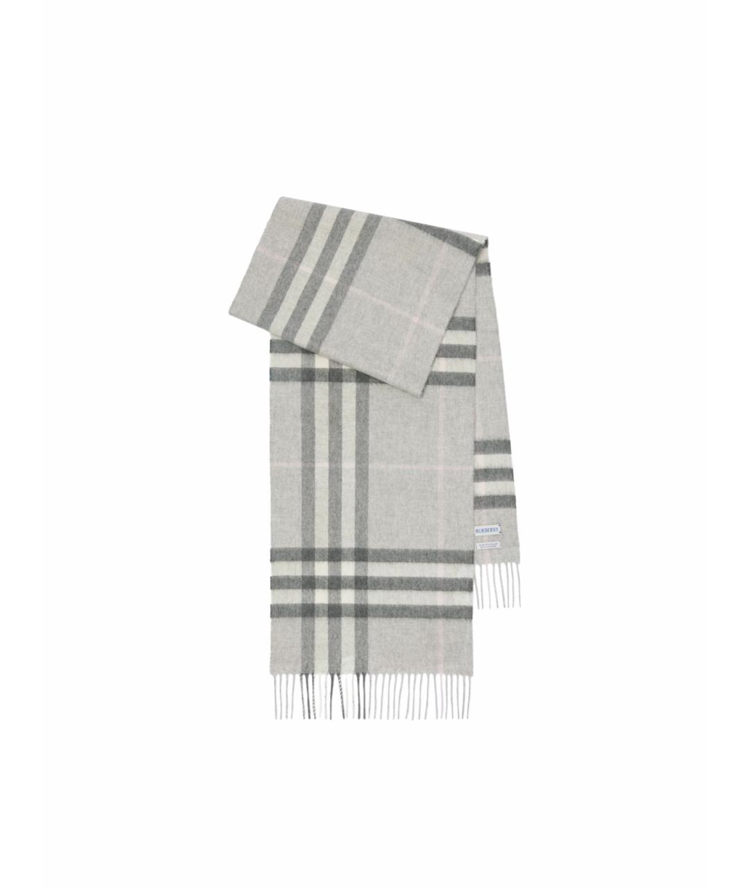 BURBERRY Серый кашемировый шарф, фото 5