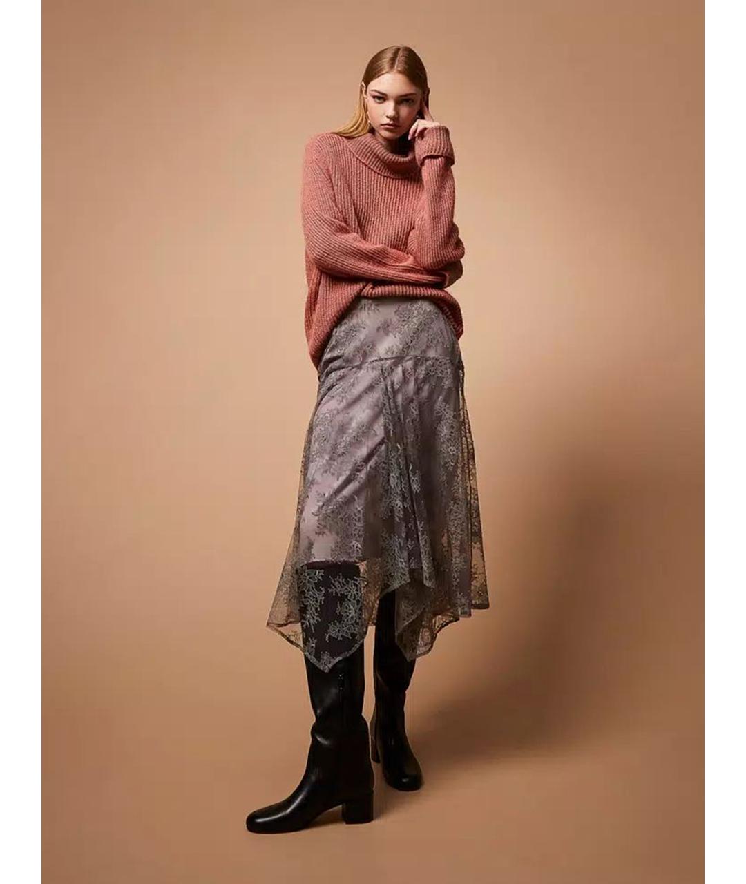 TWIN-SET Серая полиамидовая юбка миди, фото 6